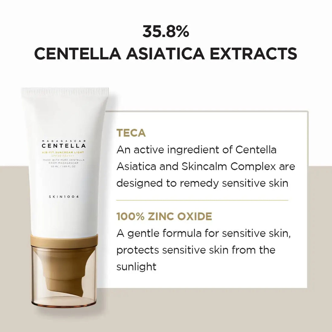 SKIN1004 Madagascar Centella Air-Fit Suncream Light Key ingredients 
