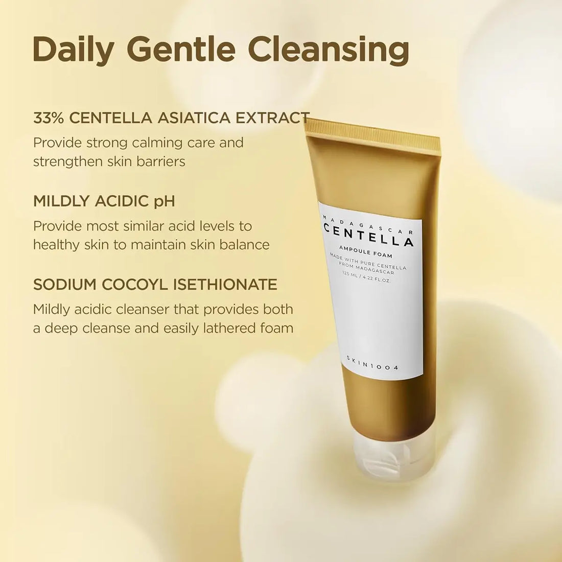 Daily gentle cleansing with SKIN1004 Madagascar Centella Ampoule Foam