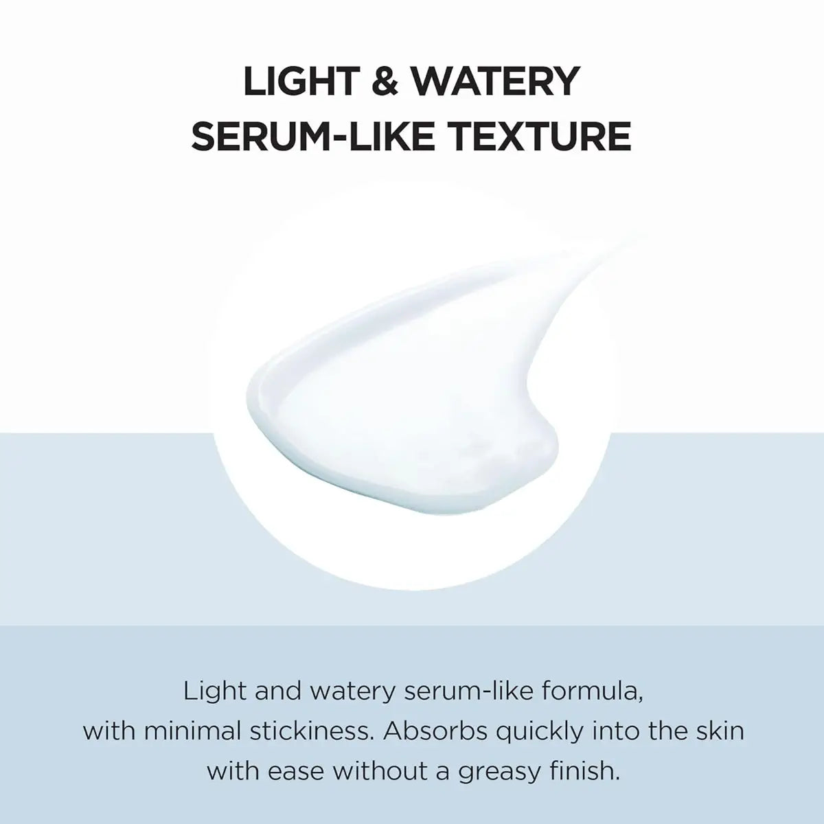 Light and watery serum-like texture with a droplet on a gradient background