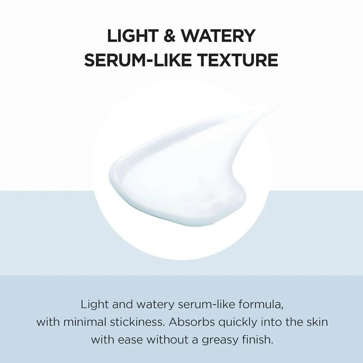 Light and watery serum-like texture with a droplet on a gradient background