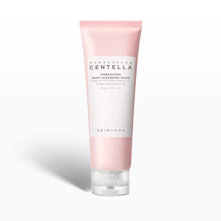 Pink tube of SKIN1004 Madagascar Centella Poremizing Deep Cleansing Foam on a white background
