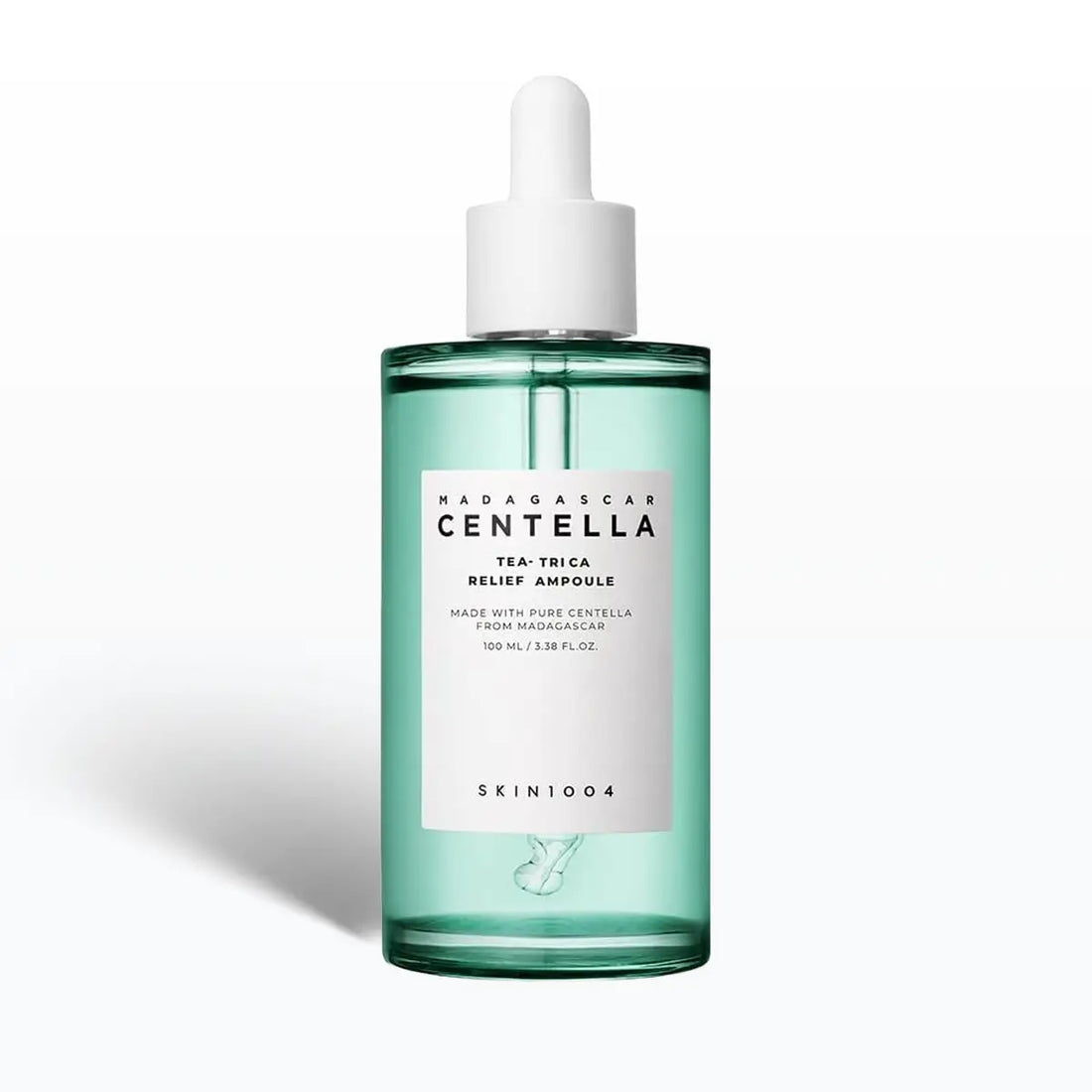 SKIN1004 Madagascar Centella Tea-Trica Relief Ampoule bottle on a white background