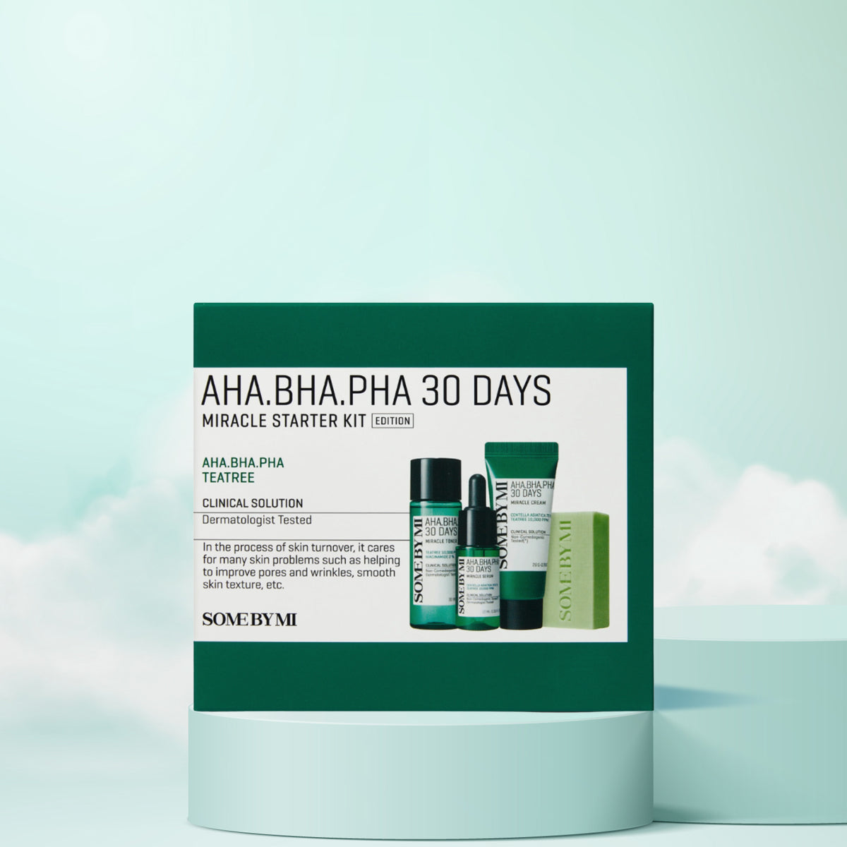 SOME BY MI 30 Days Miracle Starter Kit – Korean skincare travel set with AHA BHA PHA for oily, sensitive, and blemish-prone skin in UAE. Front