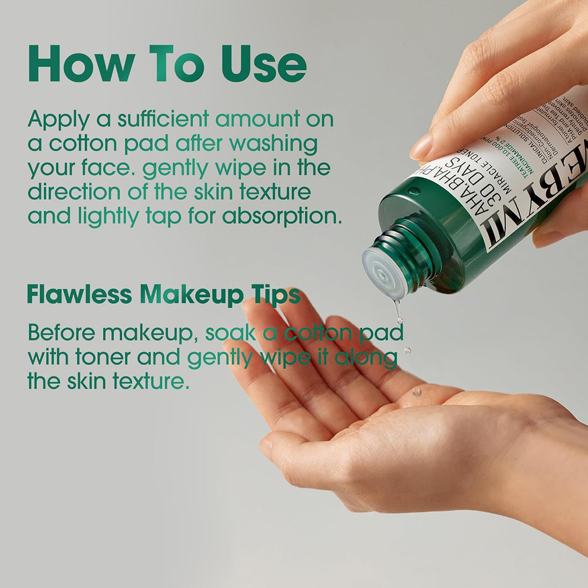 SOME BY MI AHA BHA PHA 30 Days Miracle Toner – Korean toner for acne, exfoliation, and pore care. Usage