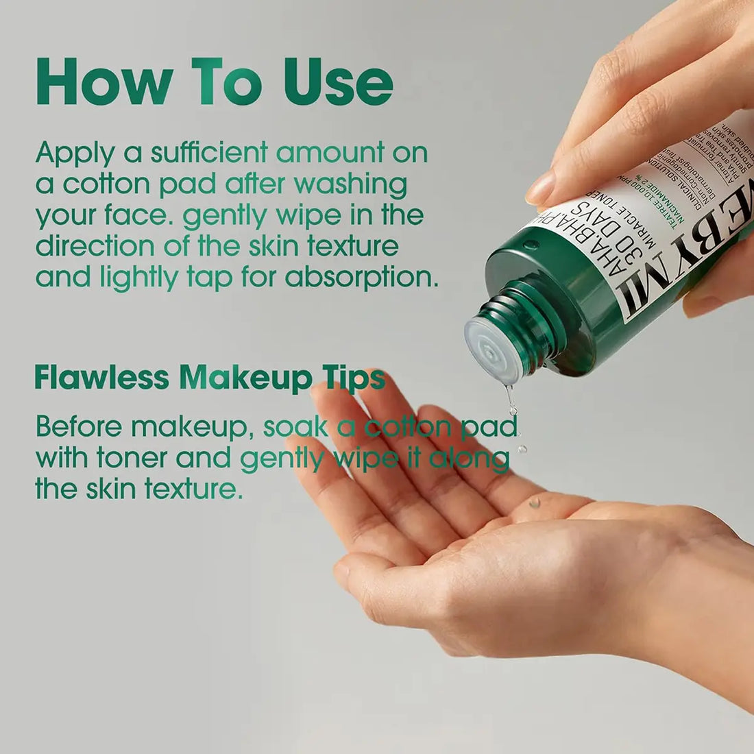 How to use SOME BY MI AHA BHA PHA 30 Days Miracle Toner 150mL for flawless makeup application.