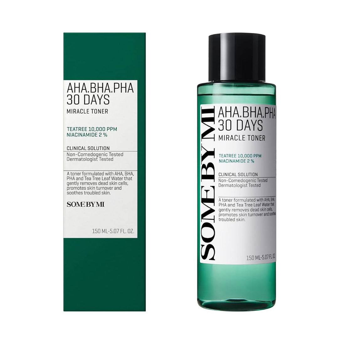 SOME BY MI AHA BHA PHA 30 Days Miracle Toner – Korean toner for acne, exfoliation, and pore care. Packaging