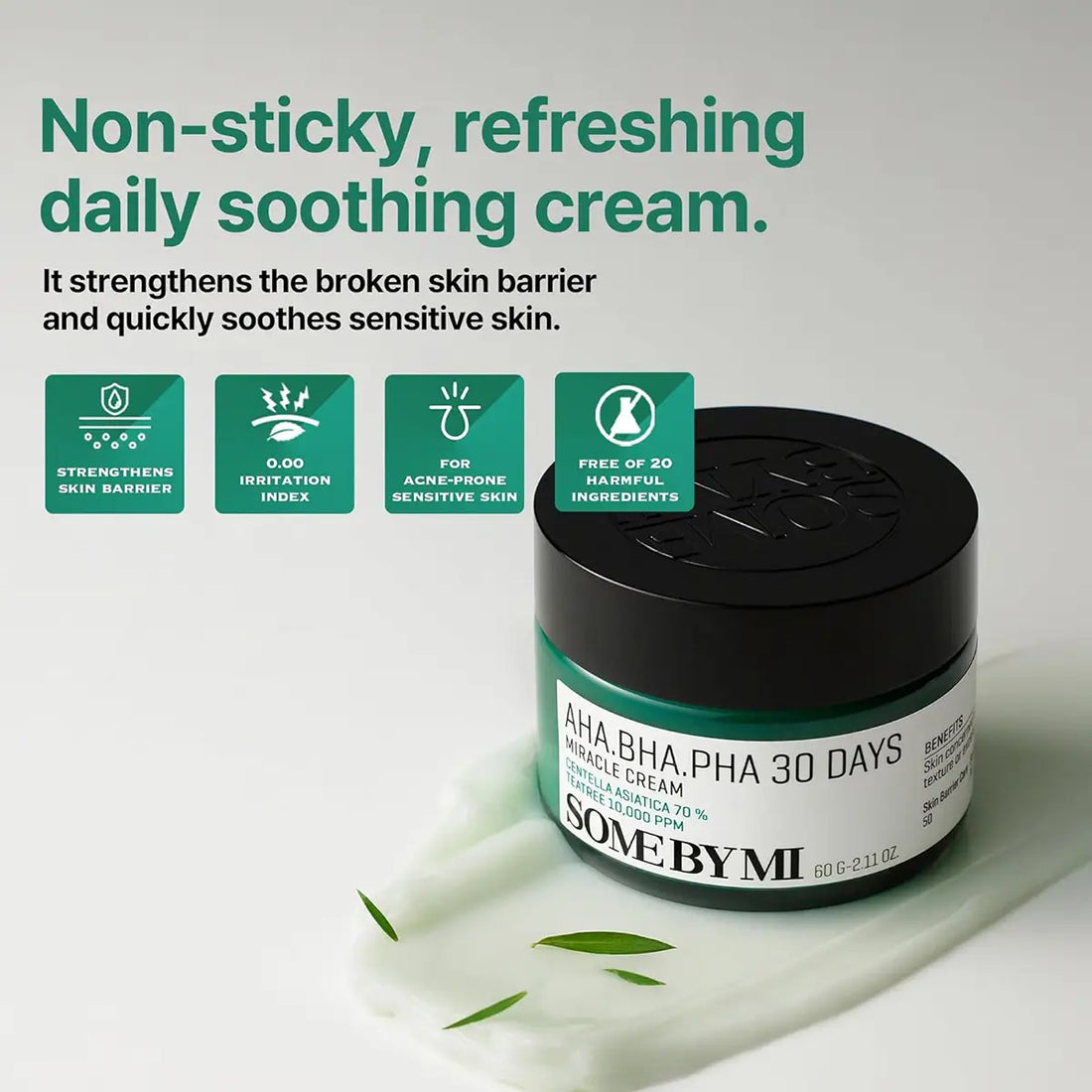 SOME BY MI AHA BHA PHA Miracle Cream 60g non-sticky soothing cream for sensitive skin, strengthens skin barrier.