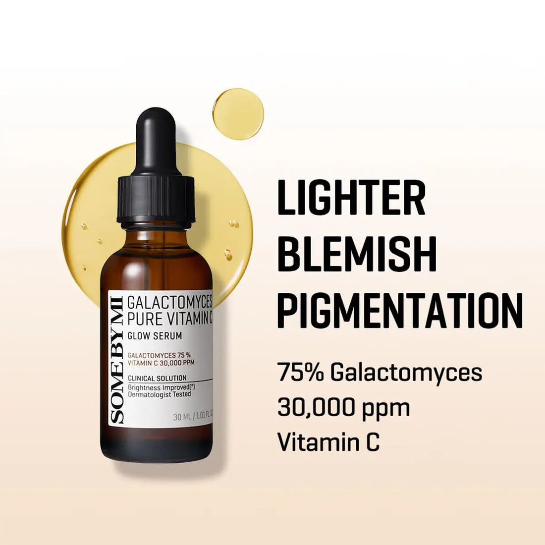 SOME BY MI Galactomyces Pure Vitamin C Glow Serum 30mL with benefits for lighter blemish pigmentation.