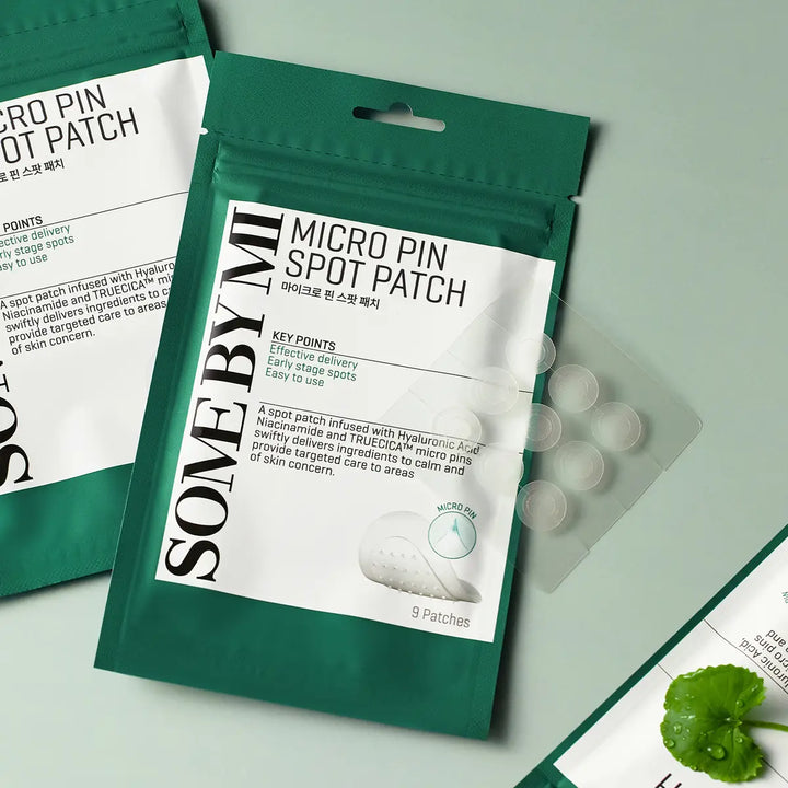 SOME BY MI Micro Pin Spot Patch 9 Pcs packaging with micro pin patches shown for effective acne treatment.