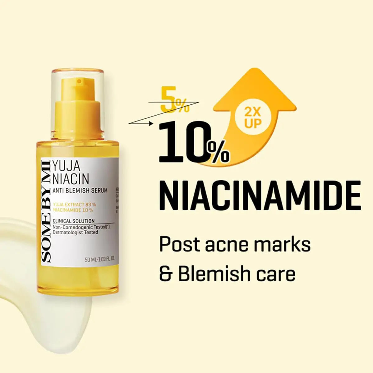 SOME BY MI Yuja Niacin Anti-Blemish Serum 50mL with 5% Niacinamide for blemish care and post-acne marks.