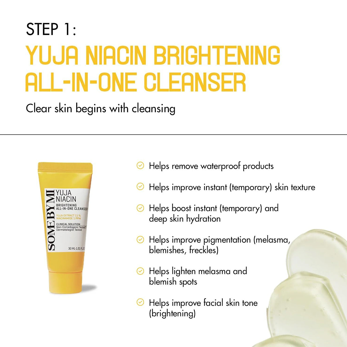 SOME BY MI Yuja Niacin Anti-Blemish Starter Kit – 4-step Korean brightening skincare routine for dark spots and glowing skin. Step 1