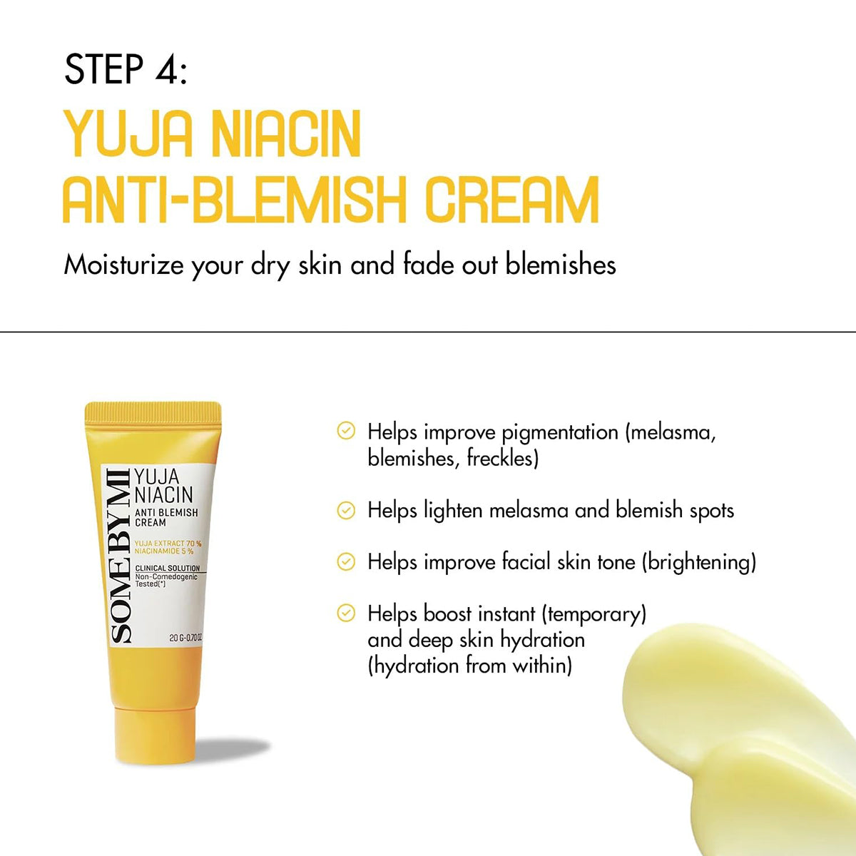 SOME BY MI Yuja Niacin Anti-Blemish Starter Kit – 4-step Korean brightening skincare routine for dark spots and glowing skin. Step 4