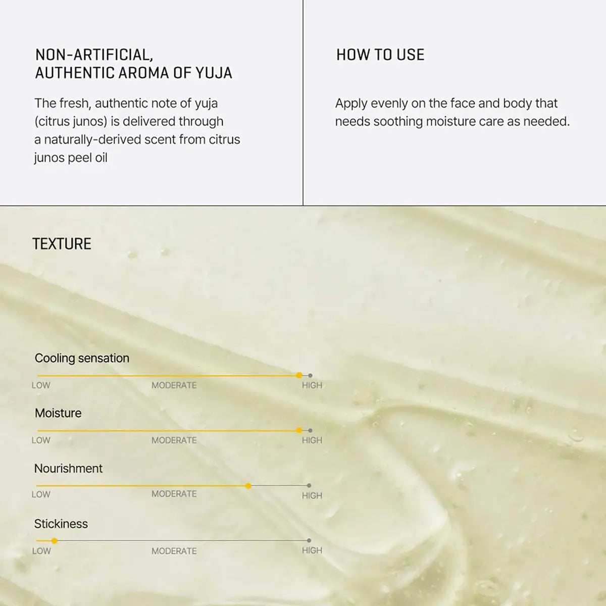 Texture and usage instructions for SOME BY MI Yuja Niacin Brightening Moisture Gel Cream 100mL.