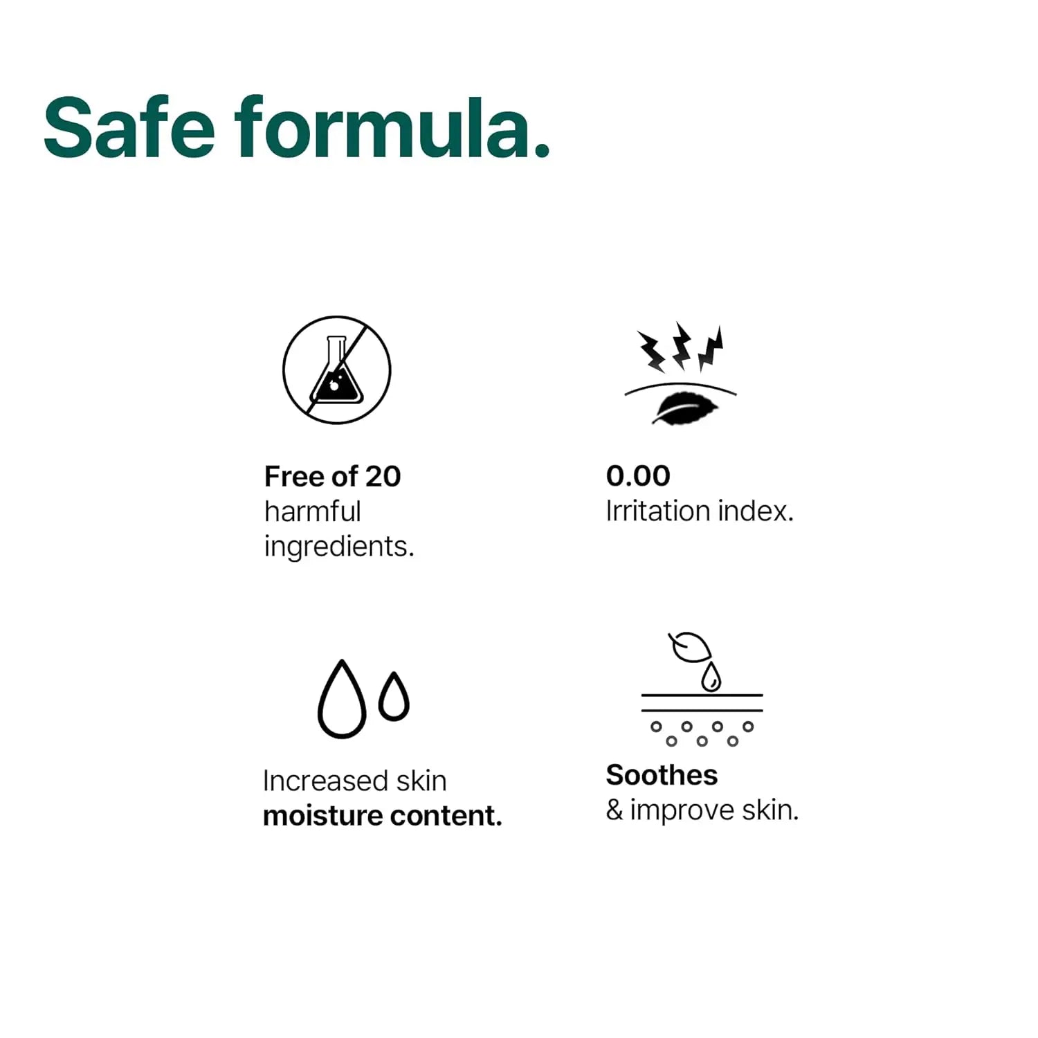Safe formula features of SOME BY MI AHA BHA PHA 30 Days Miracle Serum 50mL with key benefits highlighted.