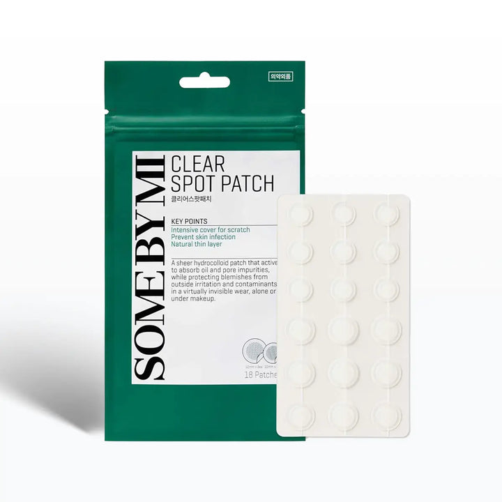 SOME BY MI 30 Days Miracle Clear Spot Patch packaging and patches for blemish treatment and acne care.