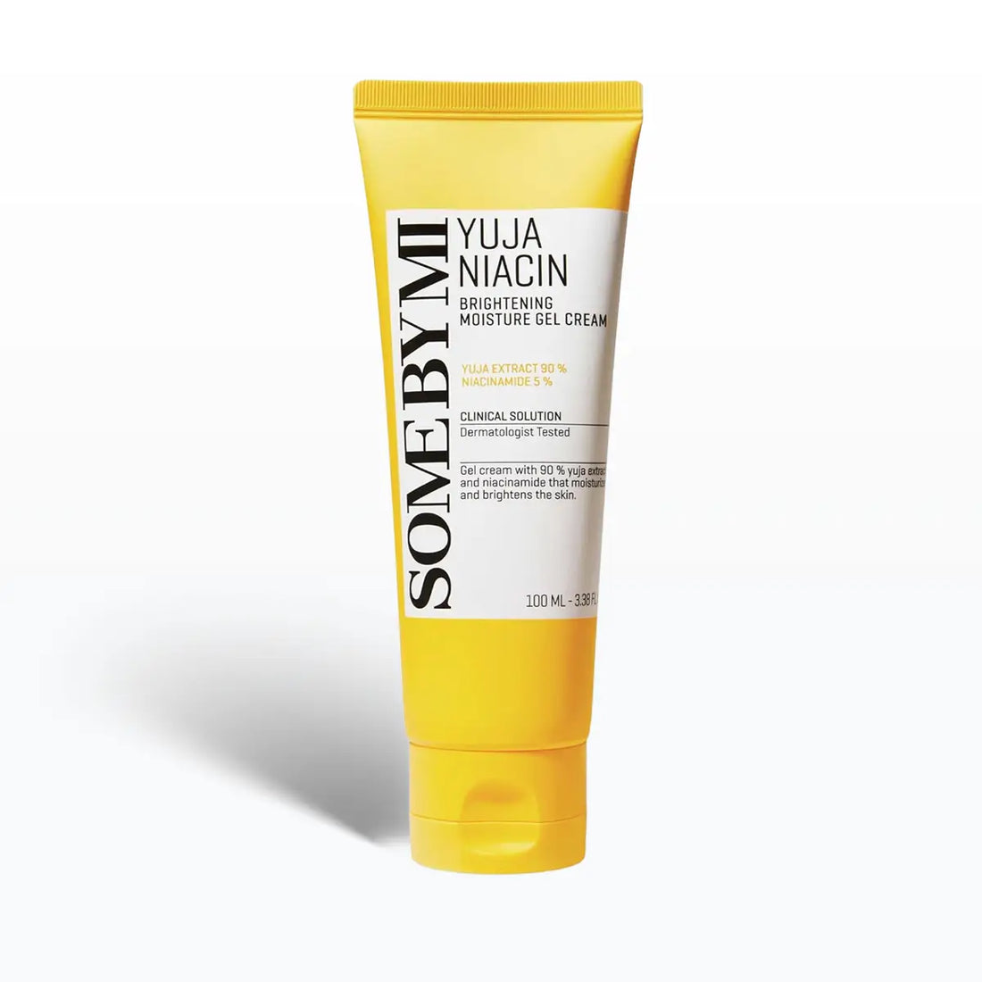 SOME BY MI Yuja Niacin Brightening Moisture Gel Cream 100mL tube packaging with bright yellow design