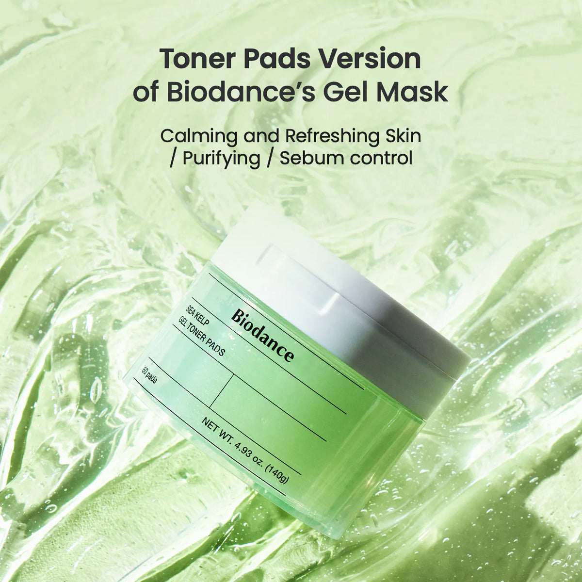 Biodance Sea Kelp Gel Toner Pads – Korean Skincare Toner Pads with Sea Kelp and Soothing Hydration for Sensitive Skin. Calming & Refreshing