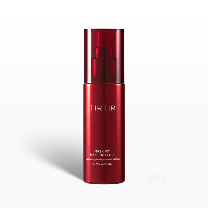 Red bottle of TIRTIR Mask Fit Make Up Fixer on a white background