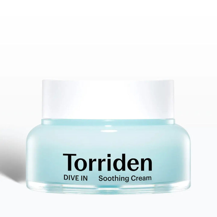 TORRIDEN DIVE-IN Low-Molecular Hyaluronic acid Soothing Cream 100mL in a clear jar with a white lid