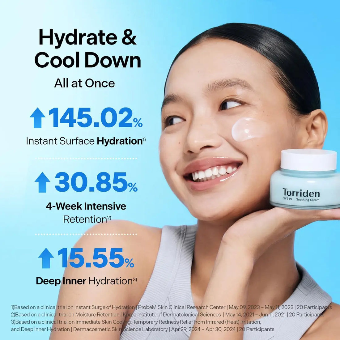 TORRIDEN DIVE-IN Low-Molecular Hyaluronic acid Soothing Cream 100mL promoting hydration benefits and soothing effects.