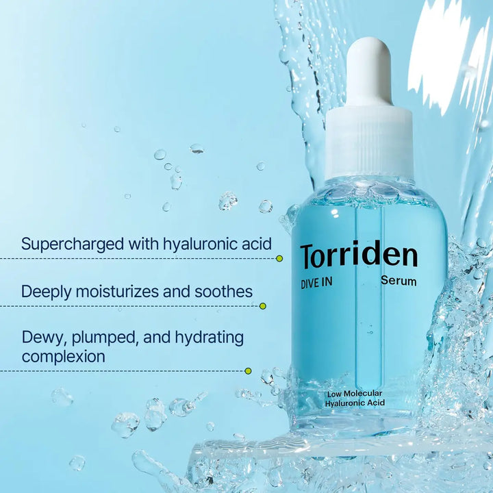 TORRIDEN DIVE-IN Low Molecular Hyaluronic Acid Serum 50mL in water with moisturizing benefits
