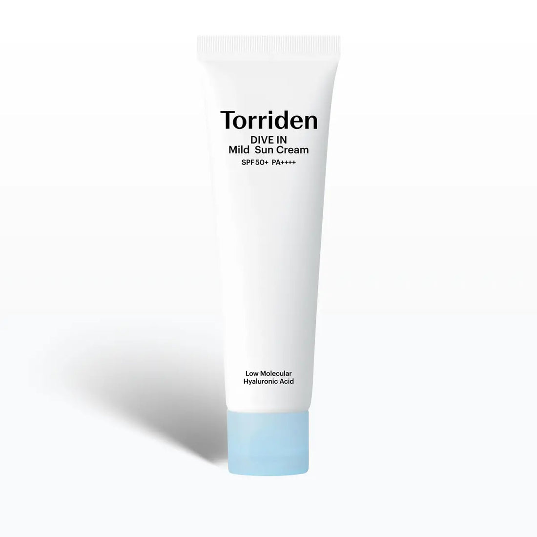 TORRIDEN DIVE-IN Mild Suncream 60mL tube showing lightweight sunscreen with SPF 50+ PA++++ for skincare.