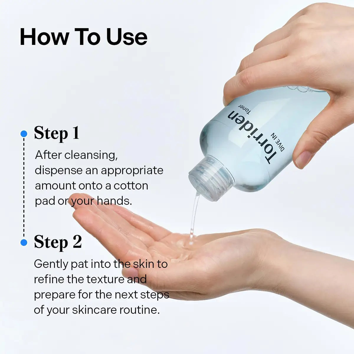 How to use TORRIDEN Dive-in Low-Molecular Hyaluronic Acid Toner 300mL for best hydration results.