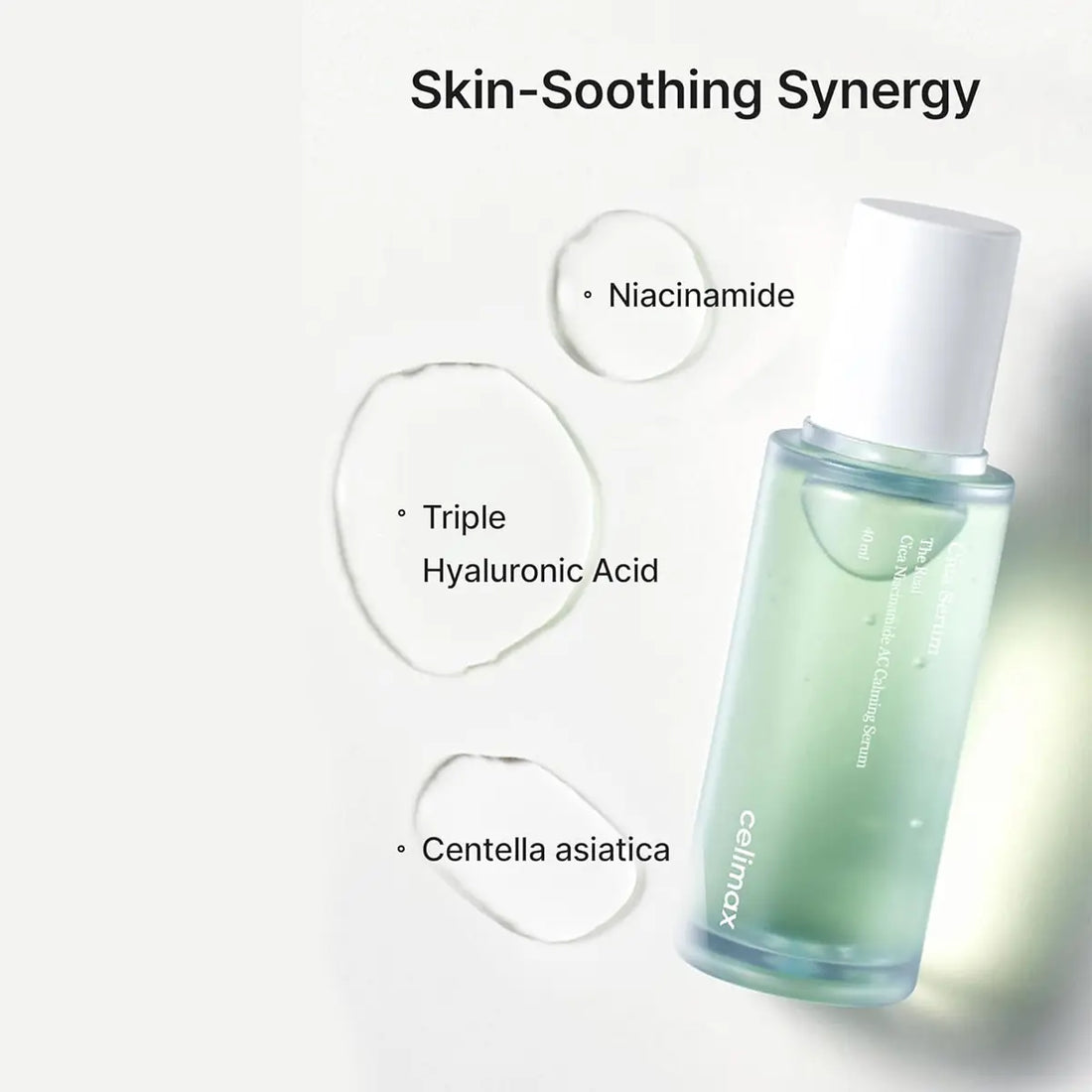 Skincare product with ingredients labeled on a white background