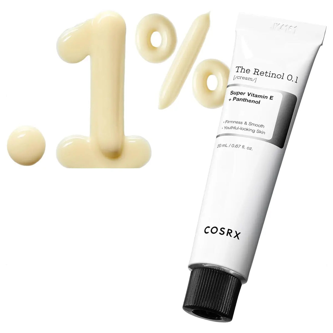 Cosrx skincare tube with decorative '1%' on a white background