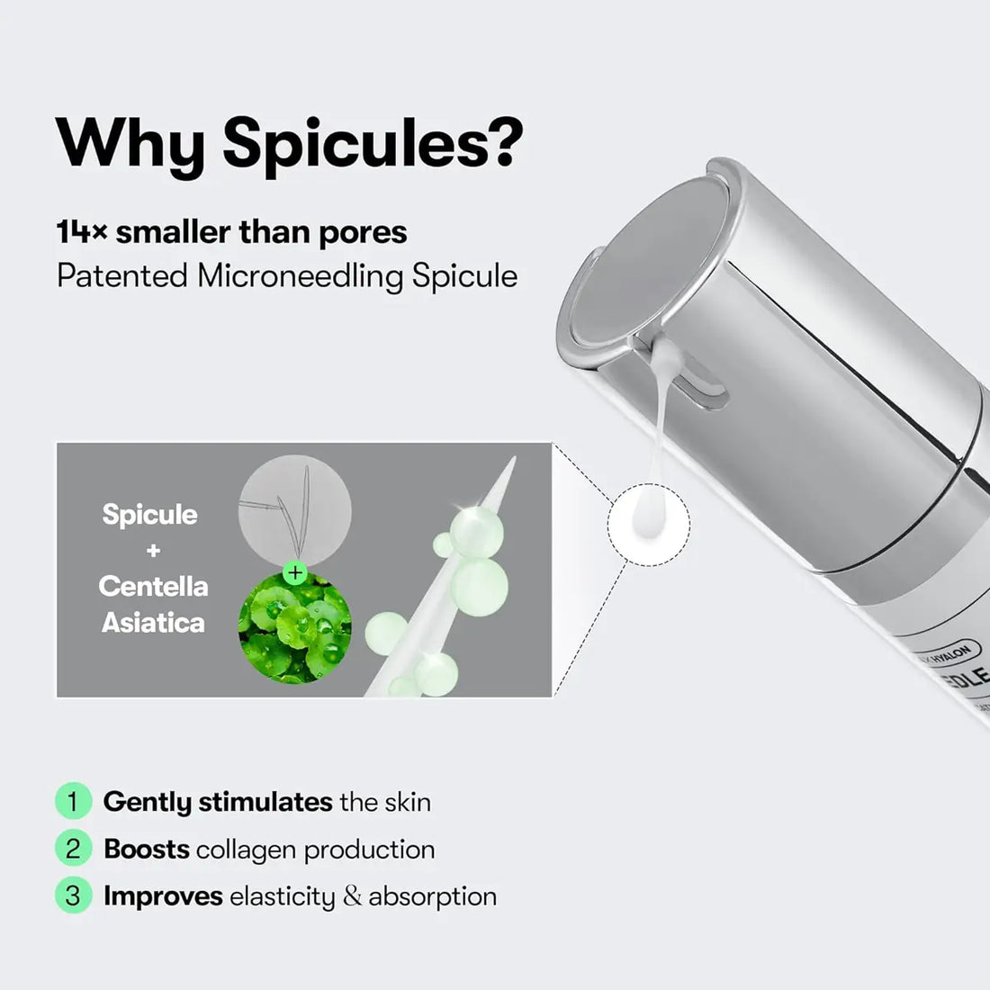 VT REEDLE SHOT 300 50mL features patented microneedling spicule for enhanced skin stimulation and absorption.