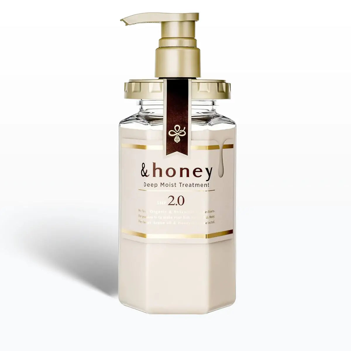 &Honey Deep Moist Treatment 440mL hydrating conditioner for dry, frizzy hair in a stylish pump bottle.