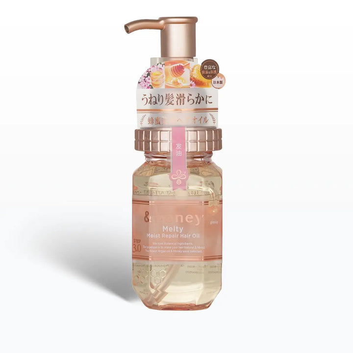 &Honey Melty Moist Repair Hair Oil 100mL in a stylish pump bottle for smooth, hydrated hair.