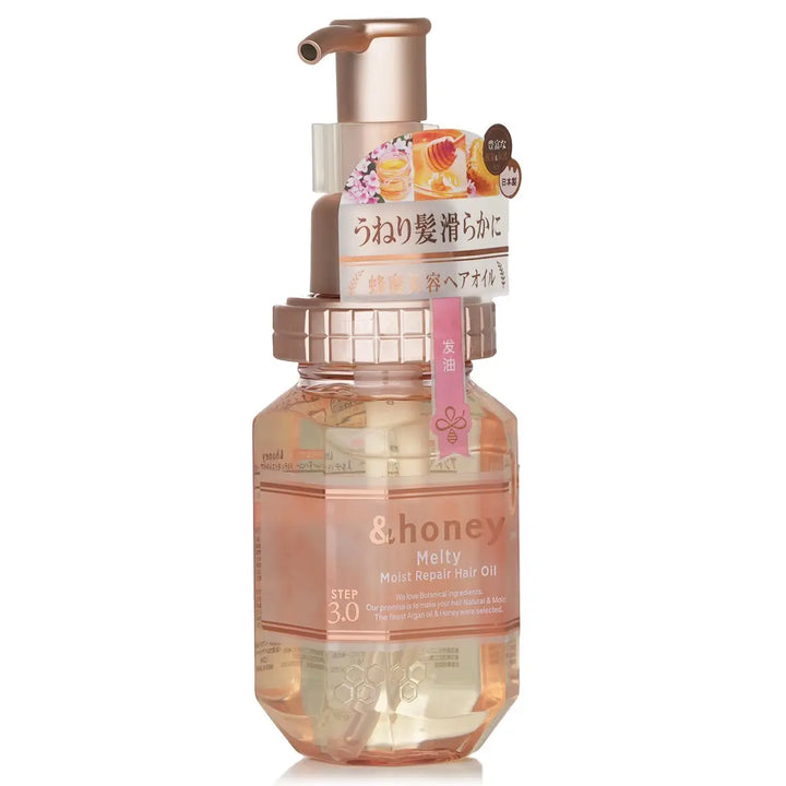 &Honey Melty Moist Repair Hair Oil 100mL bottle, designed for hydrating and smoothing hair.