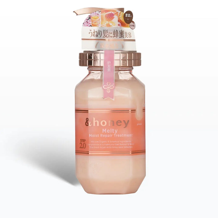 &Honey Melty Moist Repair Treatment 440mL bottle for deep hydration and frizz control.