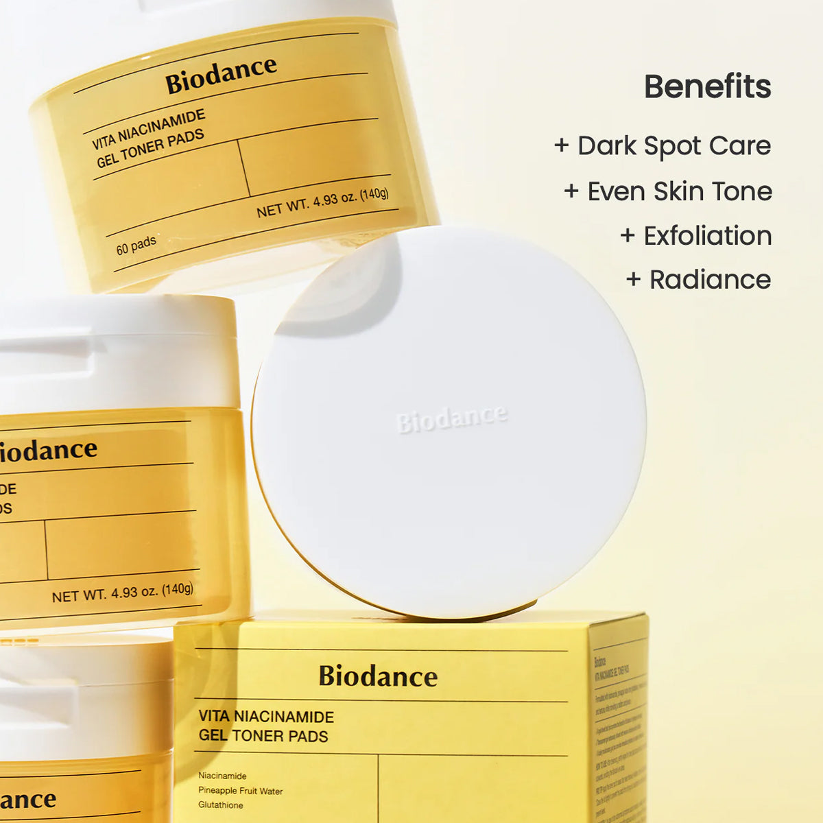 Biodance Vita Niacinamide Gel Toner Pads – Korean Skincare Brightening Toner Pads with 5% Niacinamide and Vitamins for Radiant Skin. Benefits