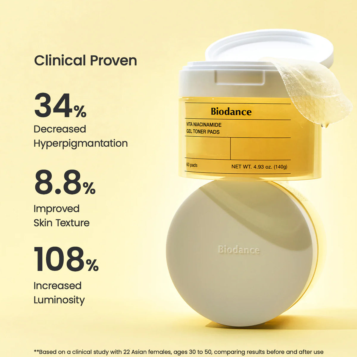 Biodance Vita Niacinamide Gel Toner Pads – Korean Skincare Brightening Toner Pads with 5% Niacinamide and Vitamins for Radiant Skin. Trusted