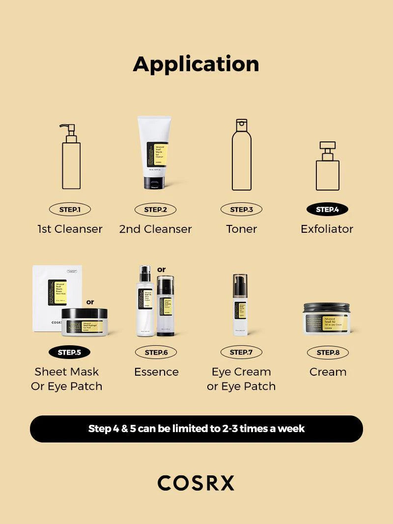 COSRX All About Snail Kit – 4-step Korean skincare mini set, Application