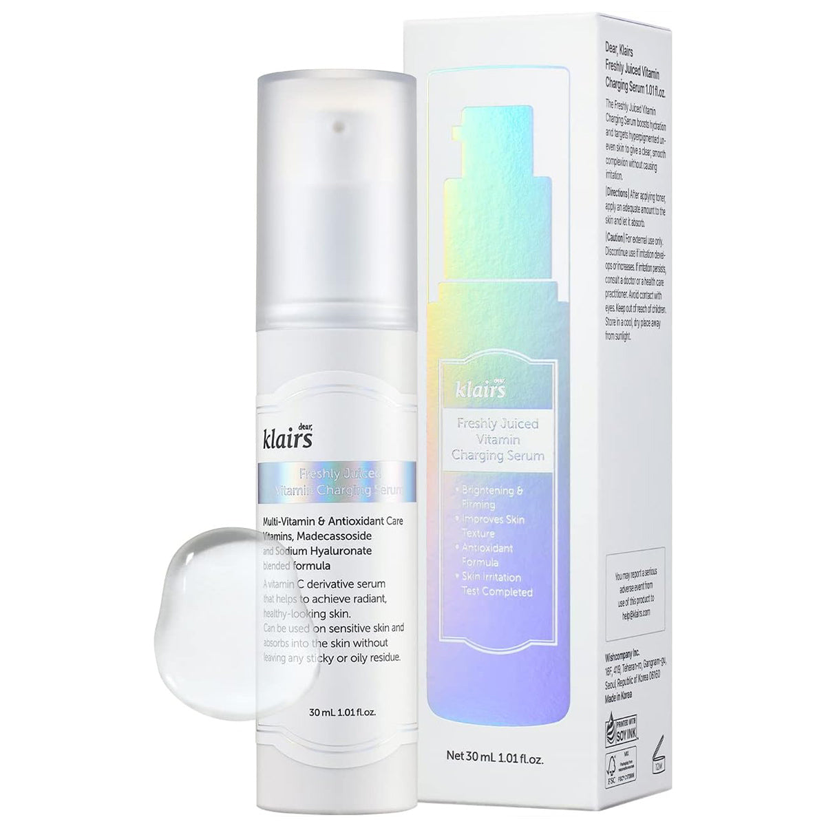 dear KLAIRS Freshly Juiced Vitamin Charging Serum | Korean vitamin C serum for brightening and revitalizing dull skin | Shop in Dubai at Mirae Beauty Hub UAE. Packaging