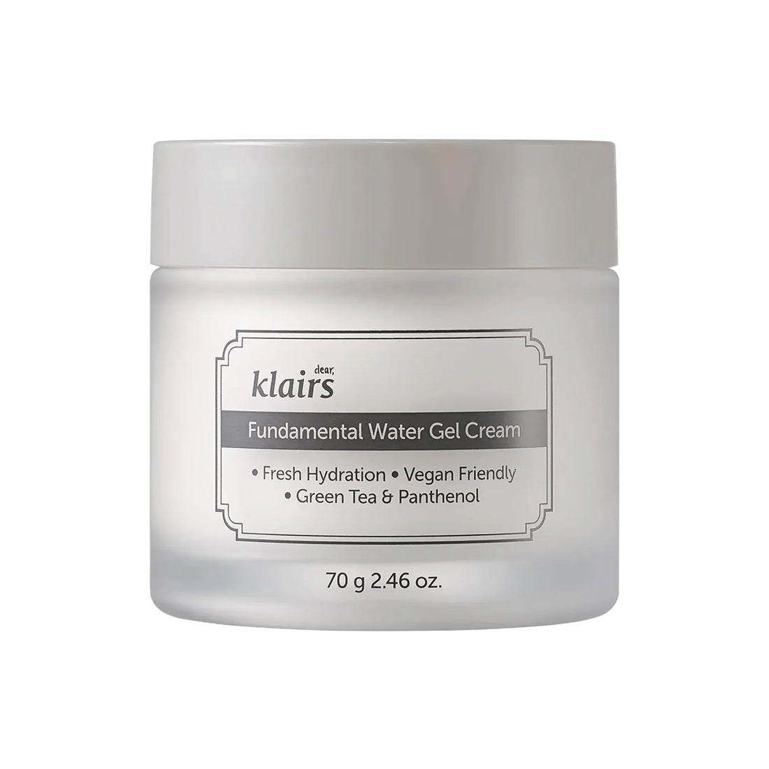 Jar of dear klairs Fundamental Water Gel Cream on a white background