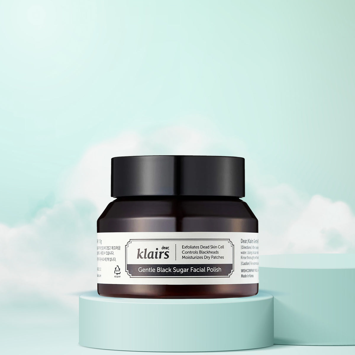 dear KLAIRS Gentle Black Sugar Facial Polish | Korean exfoliating scrub for smooth, glowing skin | Gently removes dead cells and blackheads | Shop in Dubai at Mirae Beauty Hub UAE. Front