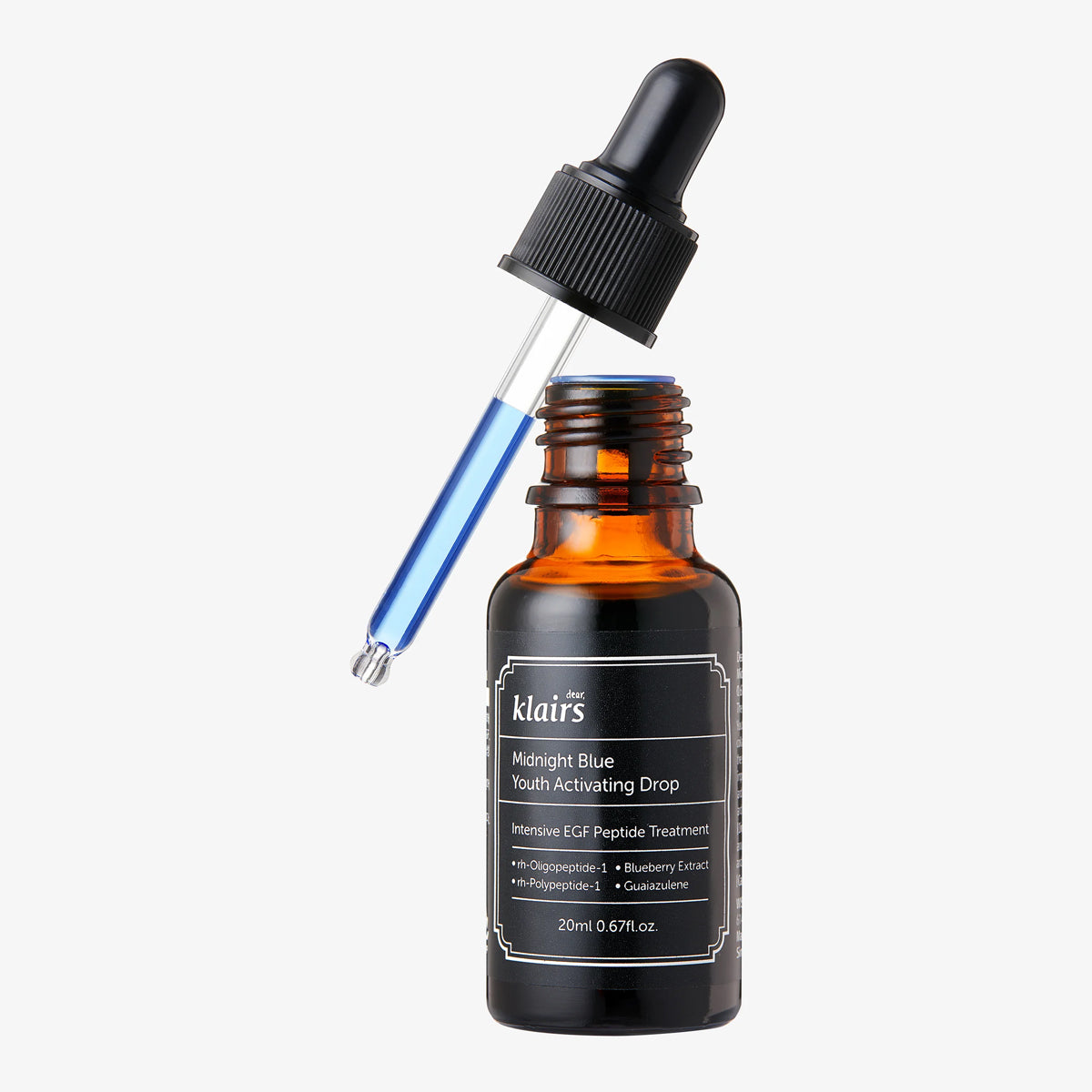Klairs skincare serum bottle with dropper on a white background