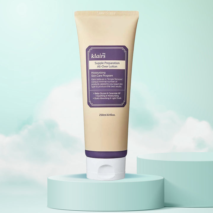 dear KLAIRS Supple Preparation All-Over Lotion | Korean lightweight moisturizer for face and body | Ideal for sensitive skin. Shop in Dubai at Mirae Beauty Hub UAE. 