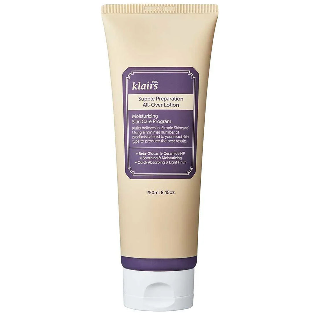 Klairs Supple Preparation All Over Lotion tube on a white background