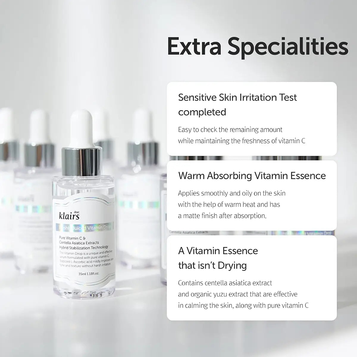 dear KLAIRS Freshly Juiced Vitamin Drop with text on a white background