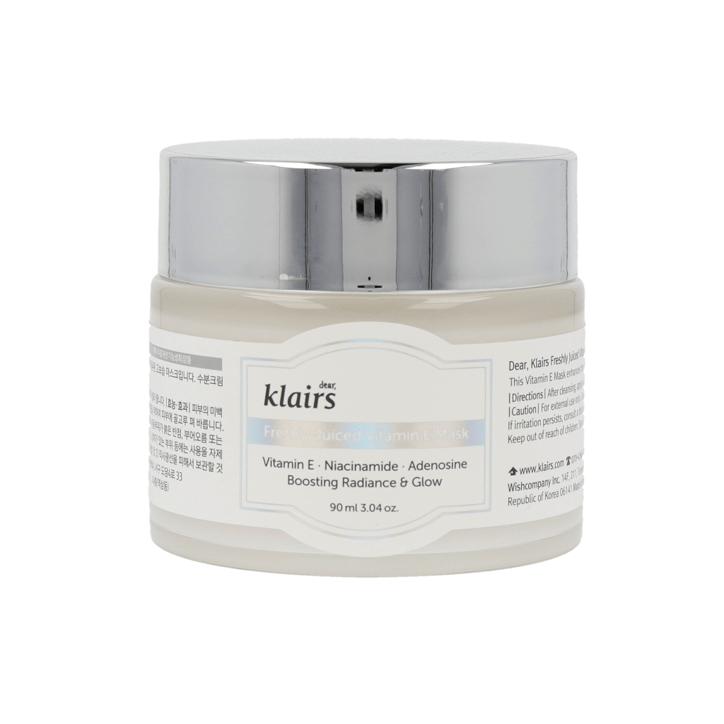 Dear KLAIRS Freshly Juiced Vitamin E Mask – hydrating Korean sleeping mask that brightens, soothes, and nourishes skin overnight with Vitamin E and Niacinamide. 360
