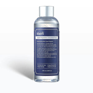 dear KLAIRS Supple Preparation Unscented Toner with blue label on a white background