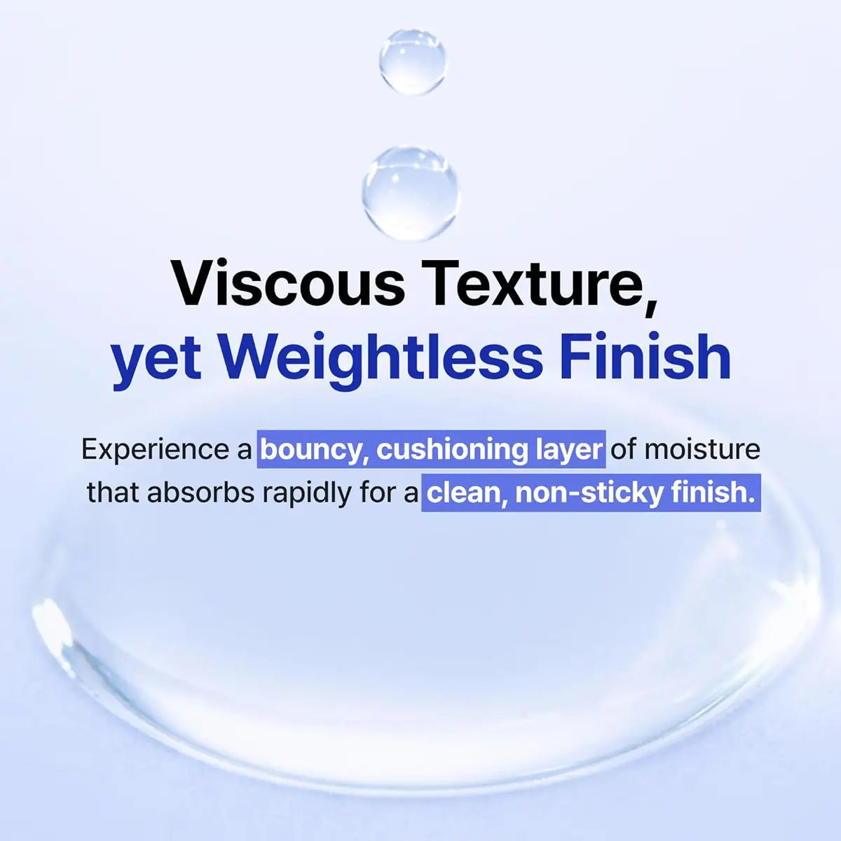 Text describing adear KLAIRS Supple Preparation Unscented Toner's texture and finish on a light blue background