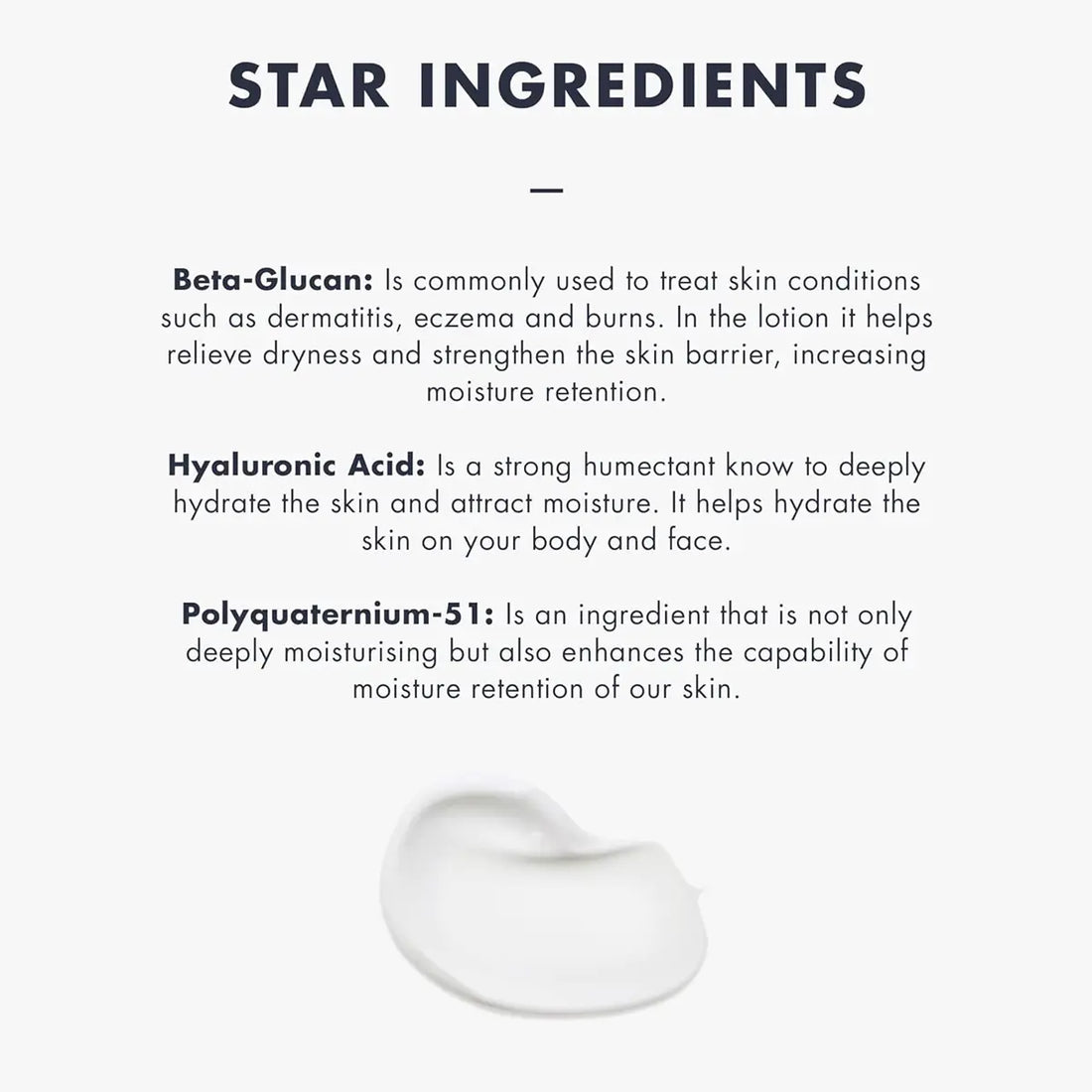 List of star ingredients with descriptions on a white background