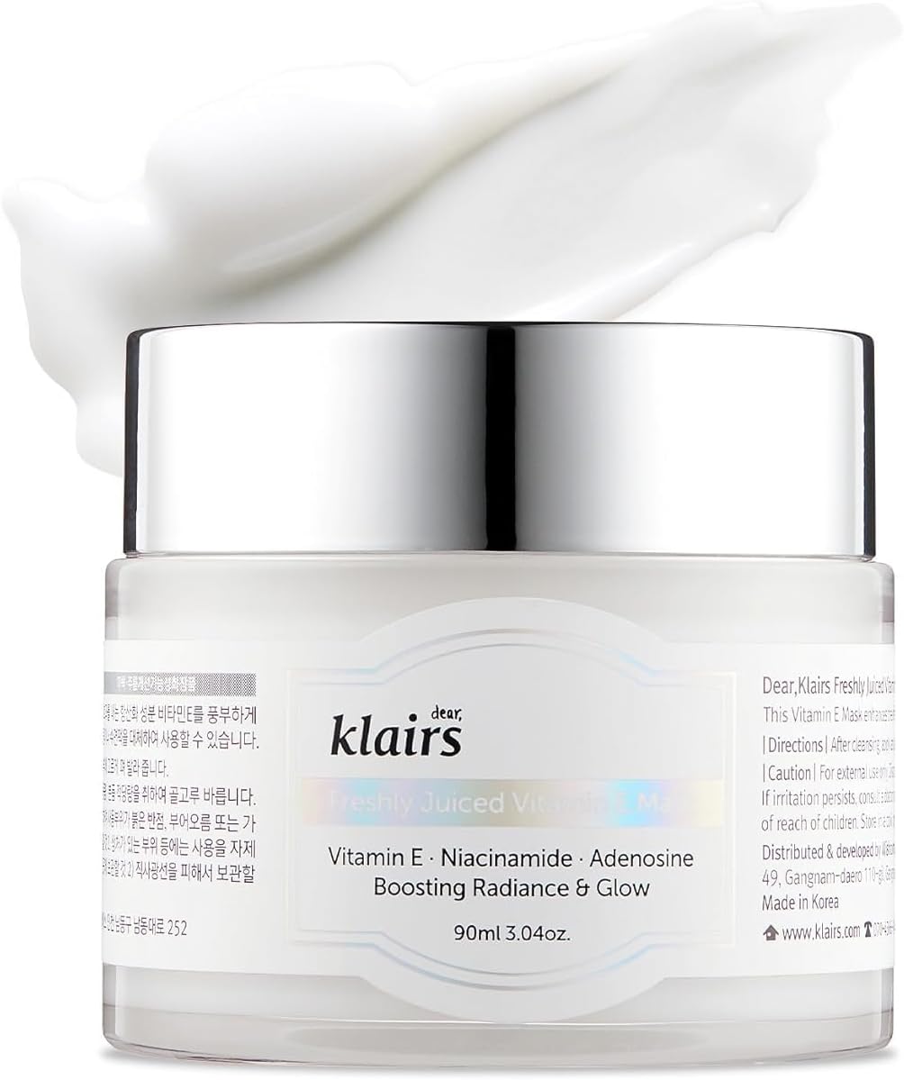 Dear KLAIRS Freshly Juiced Vitamin E Mask – hydrating Korean sleeping mask that brightens, soothes, and nourishes skin overnight with Vitamin E and Niacinamide. Close up