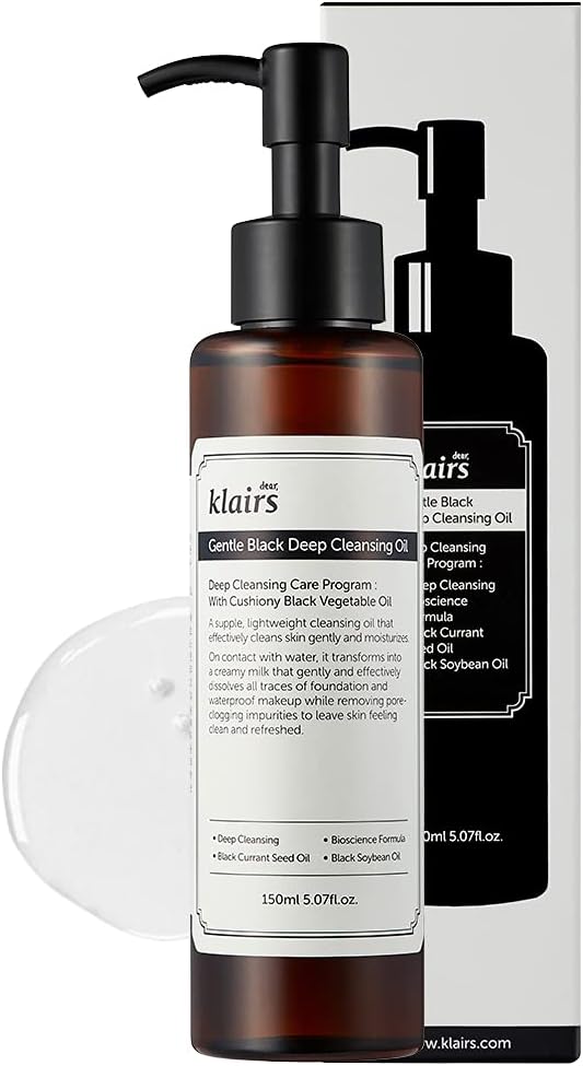 dear KLAIRS Gentle Black Deep Cleansing Oil 150mL | Mirae Beauty Hub UAE. Packaging
